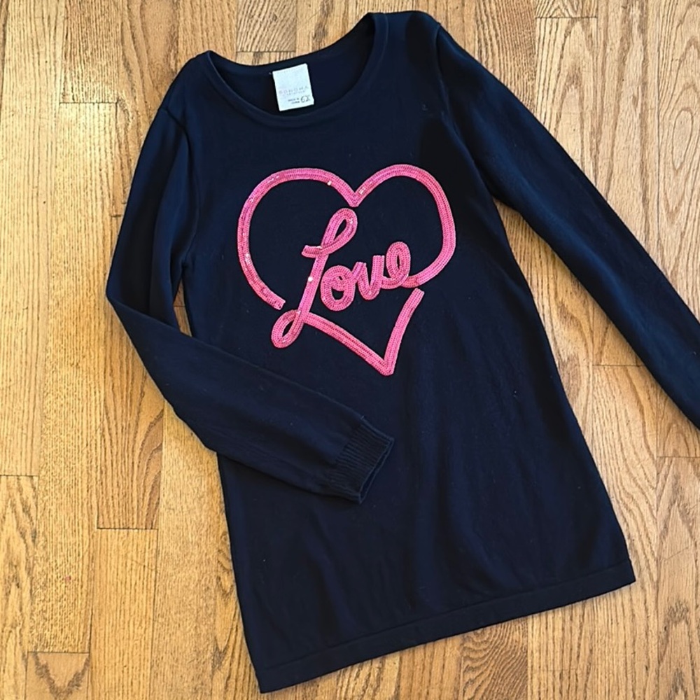 Sonoma Black and Pink Long Sleeve Sweater Dress with Heart Design, 6X